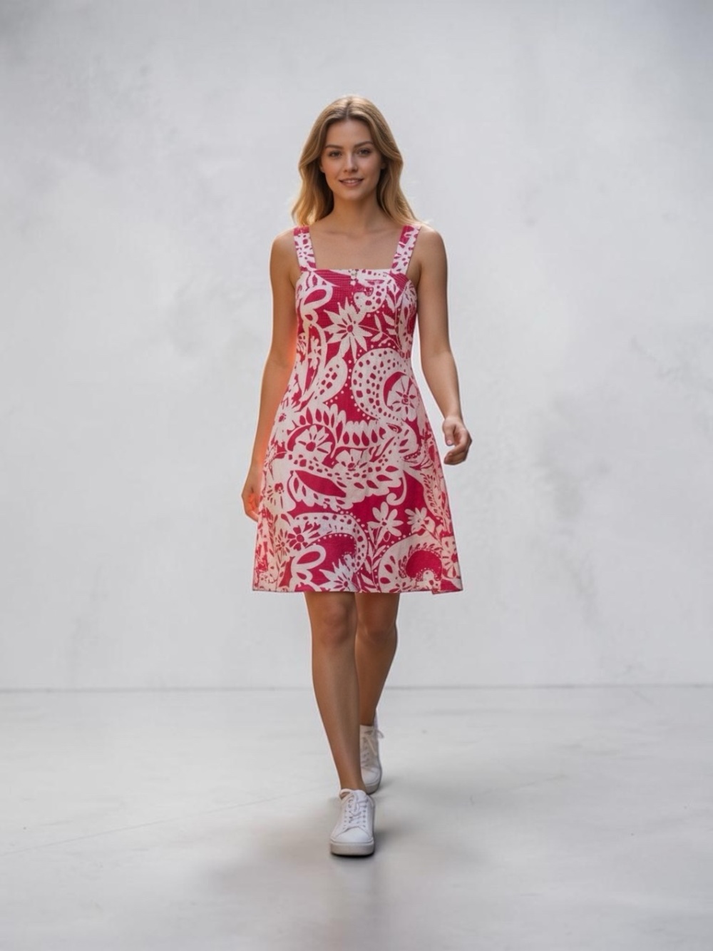 J. Crew Pink and White Floral Cotton Dress